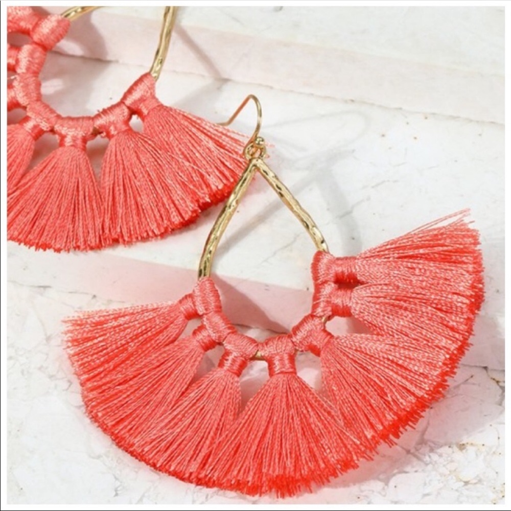 Coral Tassel Earrings